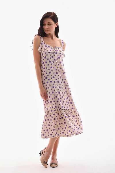 ŞİMAL Rochie lungă de damă cu volane cu imprimeu floral