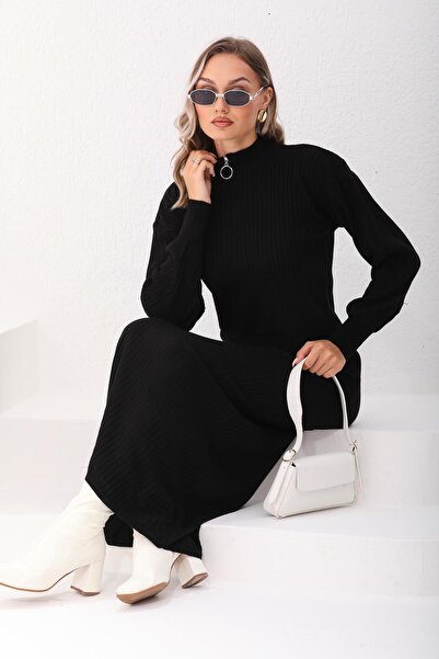 ŞİMAL Kadın Fermuar Detaylı Uzun Elbise 245032 -