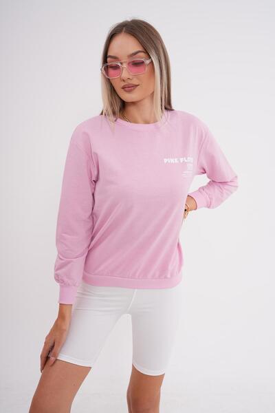 ŞİMAL Γυναικείο φούτερ Crew Neck - Λεπτομέρεια εκτύπωσης στην πλάτη, δύο κλωστές 245277