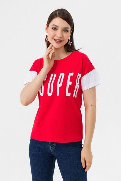 ŞİMAL Tricou de damă cu text imprimat pe față 230068   -