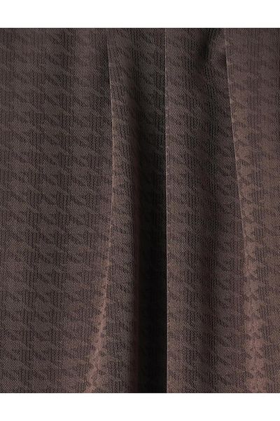 Kayra Μίνι Σάλι Καφέ Χρώμα - Μοτίβο Houndstooth