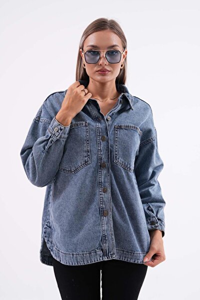 ŞİMAL Kadın Çift Cep Detaylı Düğme Kapamalı Kot Ceket 255135 -