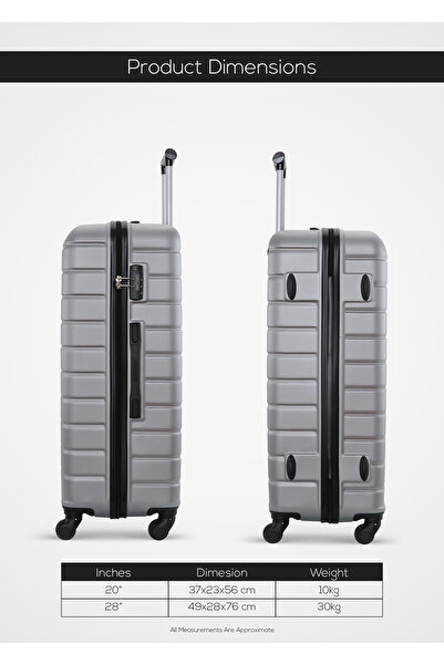 PARAJOHN Beta Series Set of 2 Luggage – Lightweight ABS Hardshell, 10KG Carry-On & 30KG Large Trolley Silver
