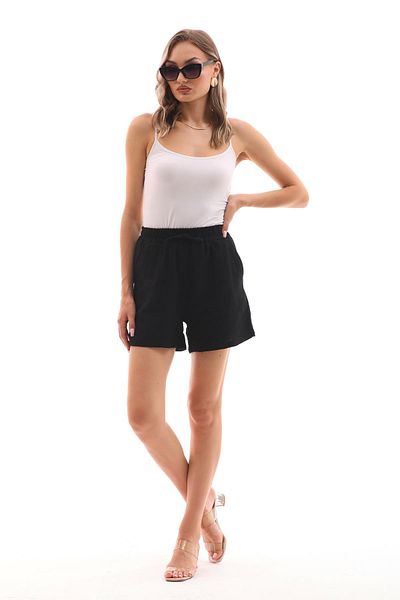 ŞİMAL Pantaloni scurți de in pentru femei cu talie elastică și buzunare 250131   -