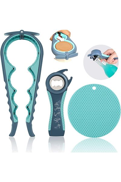 COOYA Jar Opener for Weak Hands, Seniors with Arthritis, 5 in 1 Multi Function Bottle Opener Lid Opener