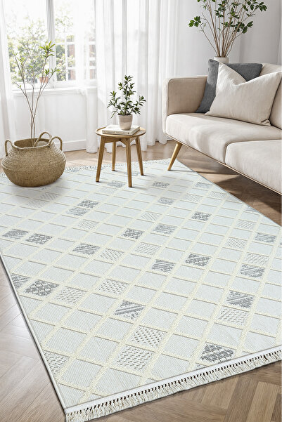 Colore Home Coco Bukle Kaymaz Toz Vermez Dokuma Krem Halı Yumuşak Bohem Yolluk