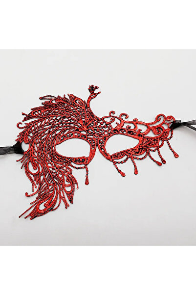 samur parti parti aksesuar & kostüm Kırmızı Dantel Masquerade Maskesi 4 No