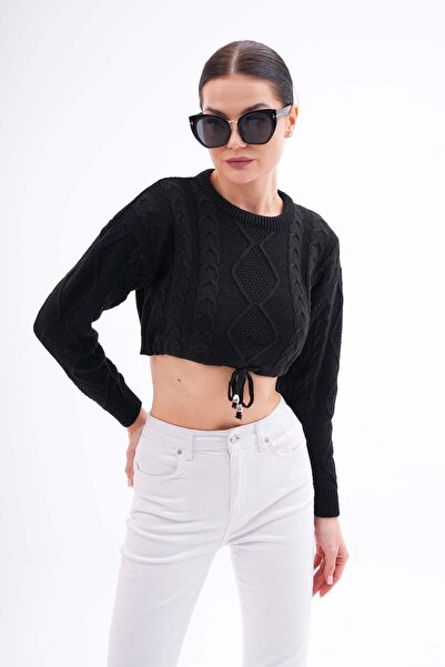 ŞİMAL Трикотажний короткий светр - жіночий, зі збірками на спідниці, 245140