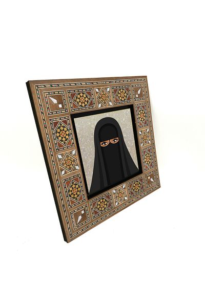 Sadrazam Woman Drawing Printed Mdf Table with Sheets 20X20 Krg-87