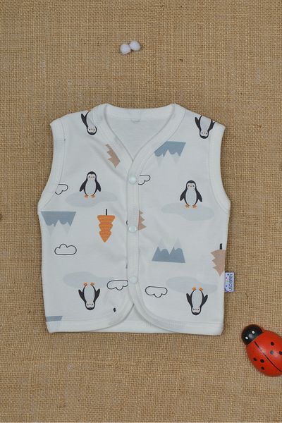 BAVVİER 100% Cotton, Penguin Pattern, Snap Button, Baby Vest