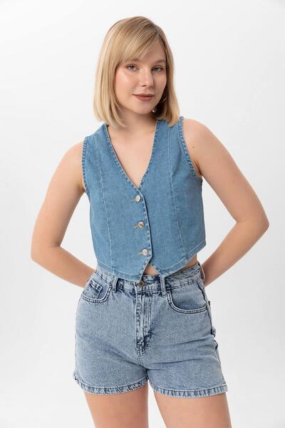 ŞİMAL Γυναικείο τζιν γιλέκο 250033   -