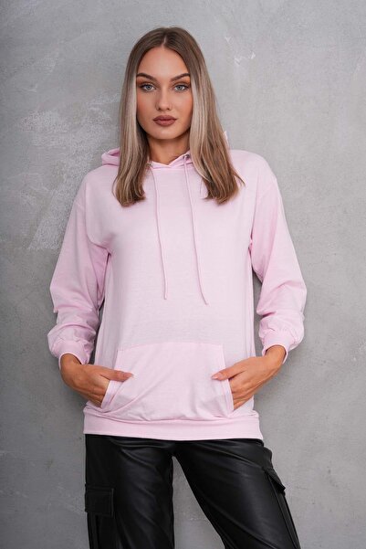 ŞİMAL Women's Kangaroo Pocket Hooded Two Thread Sweatshirt 255310 -
