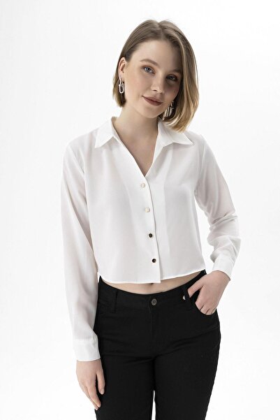 ŞİMAL Kadın Düğmeli Kısa Salaş Gömlek 255230 -