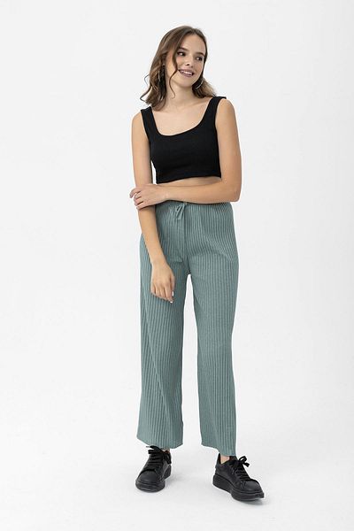 ŞİMAL Women's Elastic Waist Flared Leg Camisole Trousers 250200   -