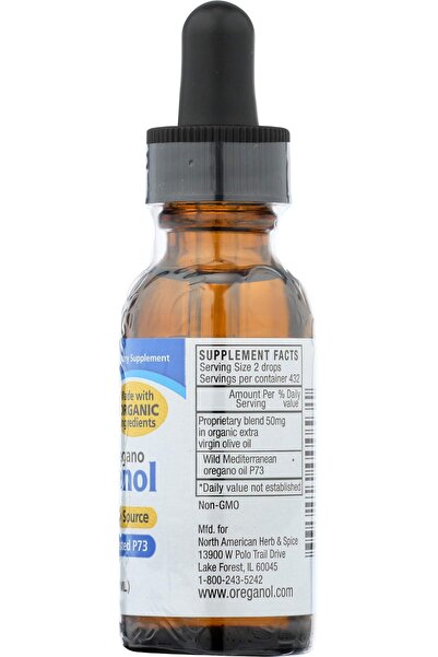 NORTH AMERICAN HERB & SPICE Oreganol P73 - 1 fl. oz. - Immune & Inflammatory Support - Wild Oregano Oil - Organic, Non-GMO
