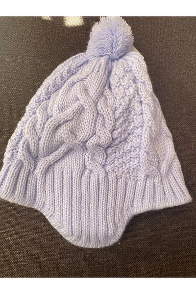 Tuğçe Denktaş Headset Single Pompom Wide Hair Braided Child Beanie