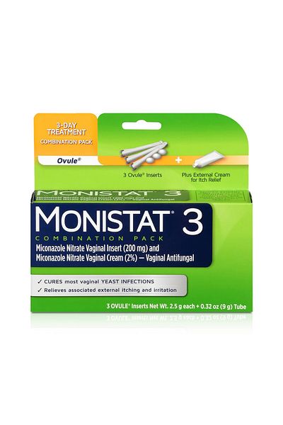 Monistat 3-Day Yeast Infection Treatment: 3 Miconazole Ovules + Anti-Itch Cream