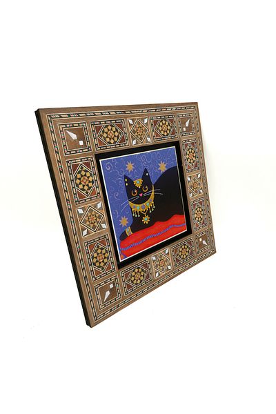 Sadrazam Cat Printed Mdf Table 20X20 Krg-167