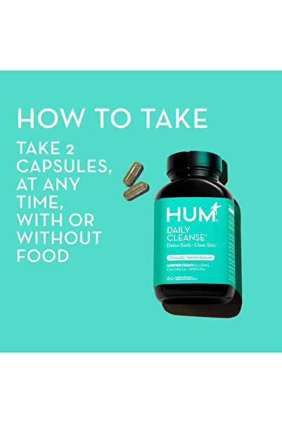 HUM Clear Skin Daily Cleanse Acne Supplement with Algae, Herbs, Zinc & Spirulina - 60 Caps