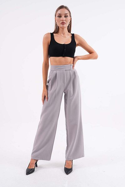 ŞİMAL Wide Leg Fabric Trousers - Velcro Detail, Women's, 245213