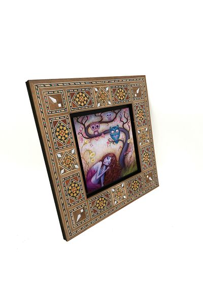 Sadrazam Owls and Girl Printed Mdf Table 20X20 Krg-165