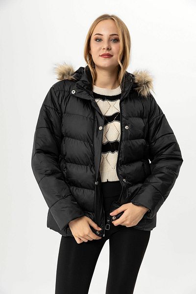 ŞİMAL Women's Hooded Puffer Jacket with Feather