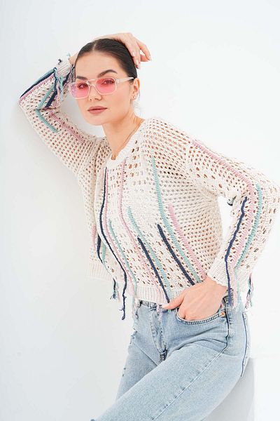 ŞİMAL Pulover tricotat de damă cu model în dungi 250352   -