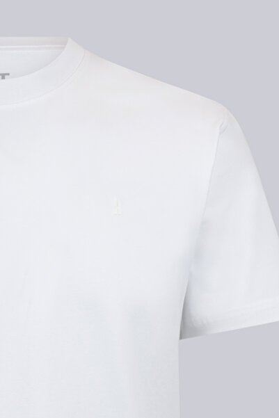 Hatemoğlu Біла футболка Regular Fit з коміром-стійкою з бавовни Basic