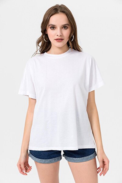 ŞİMAL Γυναικείο μπλουζάκι με λαιμόκοψη oversize 250019 -