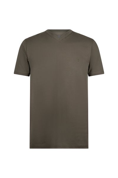 Hatemoğlu Βαμβακερό μπλουζάκι Khaki Regular Fit Crew Neck