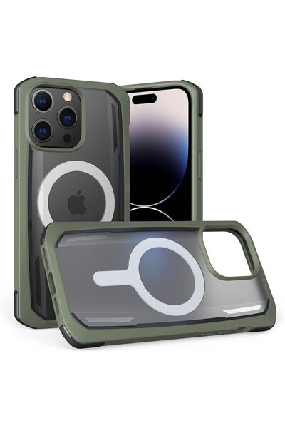 Raptic iPhone 14 Pro Max Case Magsafe Compatible Raptic Secure Series Double Fold Tpu Edge Transparent Cover Green
