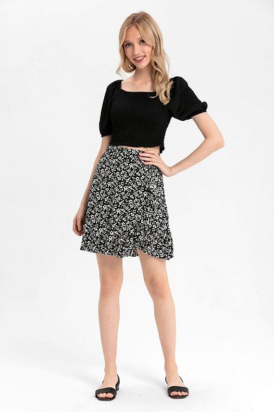 ŞİMAL Fusta mini cu modele cu volane de damă 240041   -