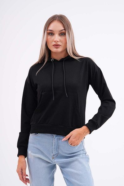 ŞİMAL Women's Short Sweatshirt - Kangaroo Pocket and Hood Detail, Two Thread 245123