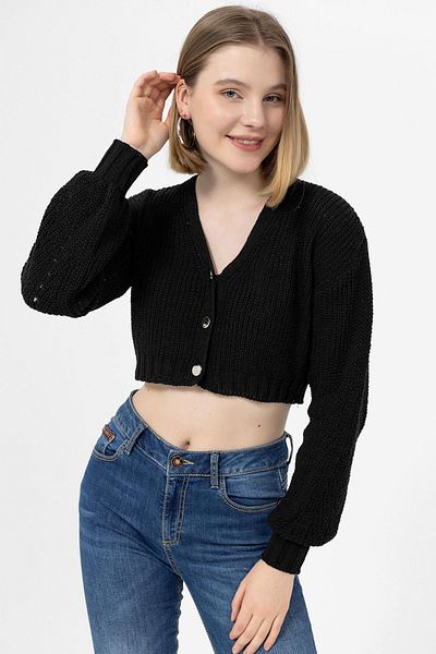 ŞİMAL Women's Short Cardigan with Metal Button Detail - 245244