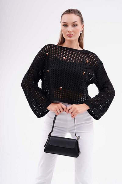 ŞİMAL Women's Wooden Bead Detailed Knitted Sweater 250399   -