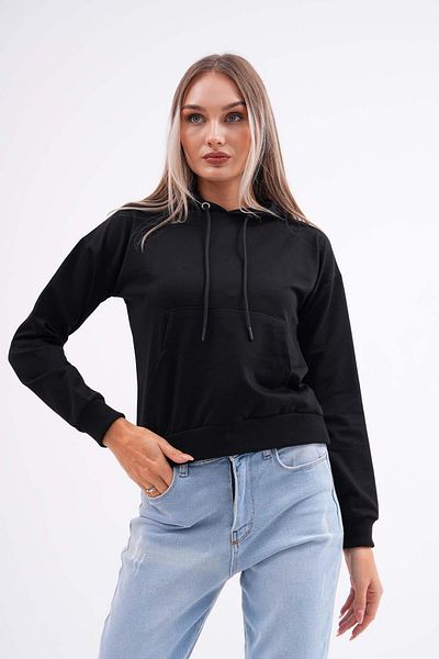 ŞİMAL Women's Short Sweatshirt - Kangaroo Pocket and Hood Detail, Two Thread 245123