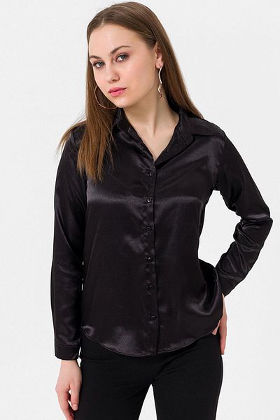 ŞİMAL Cămașă de damă din satin cu mânecă lungă - 245043