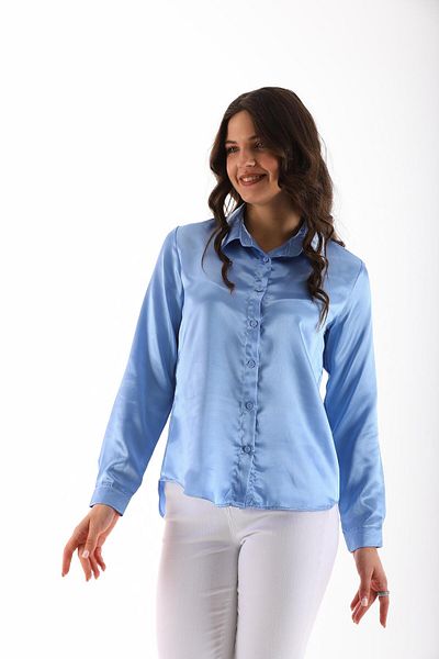 ŞİMAL Cămașă de damă din satin cu mânecă lungă - 245043