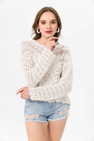 ŞİMAL Women's Lace Detailed Openwork Knitwear Sweater 250389   -