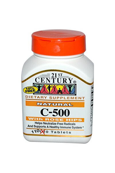 21st Century فيتامين سي 500 ملجم مع ثمر الورد، 110 أقراص