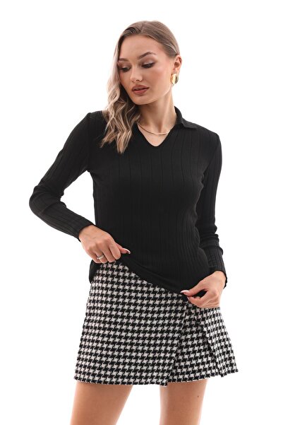 ŞİMAL Kadın Fitilli Polo Yaka Kazak 245011 -