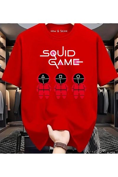 New Shine In the Cart 6 and Above Purchases Get 1 T-Shirt Gift - Squıd Game Printed Oversize T-Shirt