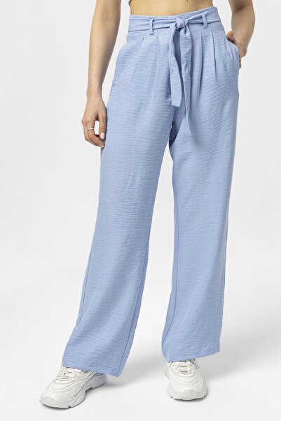 ŞİMAL Women's Belt Detailed Linen Trousers 250394 -