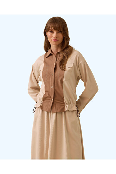 SEÇİL BELİ BÜZGÜLÜ DÜĞMELİ ÖRME KUAMŞ GÖMLEK