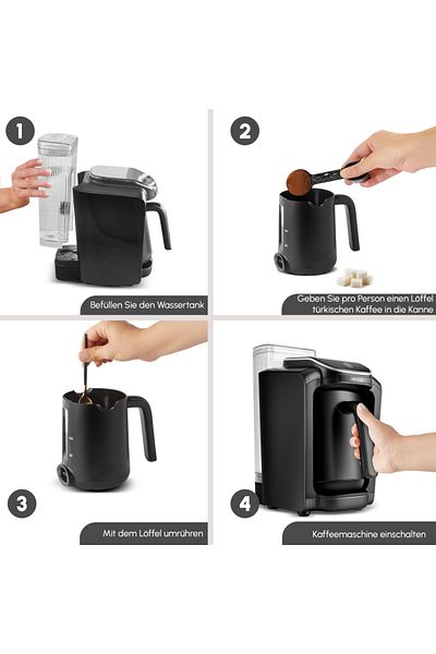 Karaca Hatır Aqua Wassertank Automatische Türkische Kaffeemaschine Schwarz