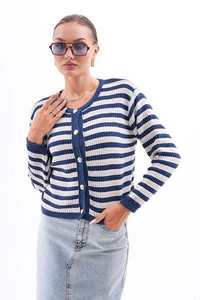 ŞİMAL Cardigan tricotat pentru femei, cu model în dungi, cu nasturi metalici 250173   -