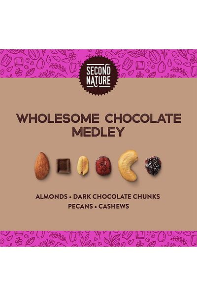 Second Nature Wholesome Medley Trail Mix - Healthy Nuts Snacks Blend - 14 oz Resealable Pouch
