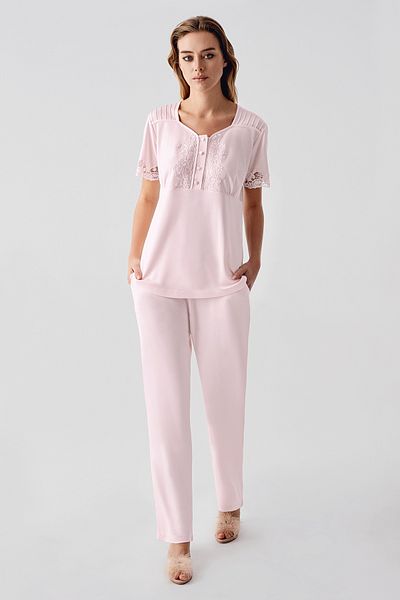 PERİN 322- 3-Piece Combed Nightgown Set