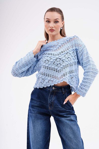 ŞİMAL Women's Lace Detailed Openwork Knitwear Sweater 250389   -