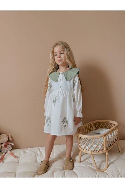 TİJK Girl's Lined Baby Collar Dress